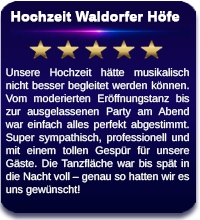 Kundenbewertung Hochzeit Waldorfer Hoefe